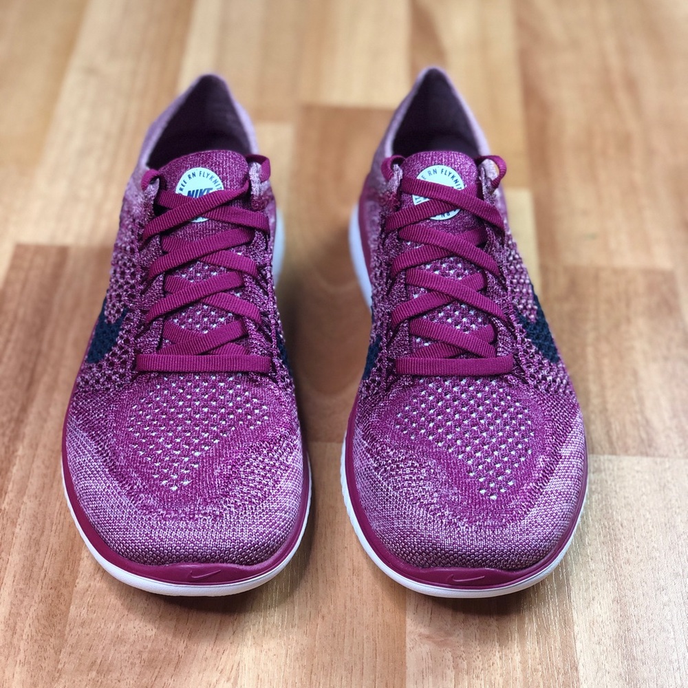 Nike Women's Maroon/Purple Knit Running Shoes with Black Swoosh - Picture 3 of 10